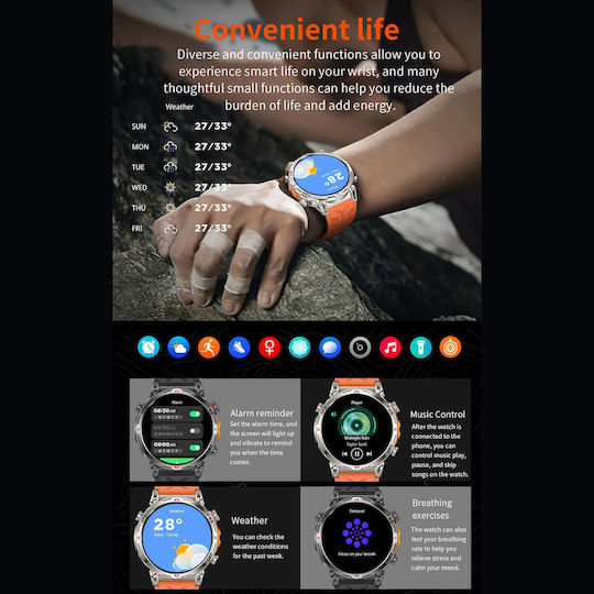 Microwear KC93 Smartwatch with Heart Rate Monitor (Black Silicone)