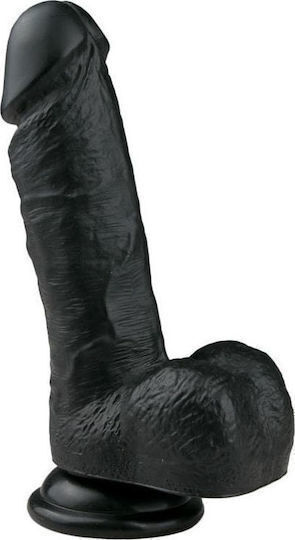 APH Realistic Dildo With Scrotum And Suction Cup Black 17.1cm