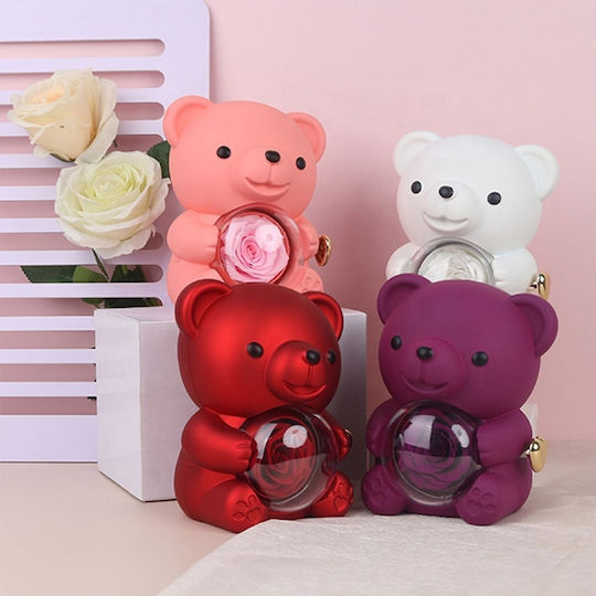 Ursuleț De Pluș Rotativ Cutie De Bijuterii Trandafir Roz Ursuleț De Pluș Rotativ Cutie De Bijuterii Trandafir Roz