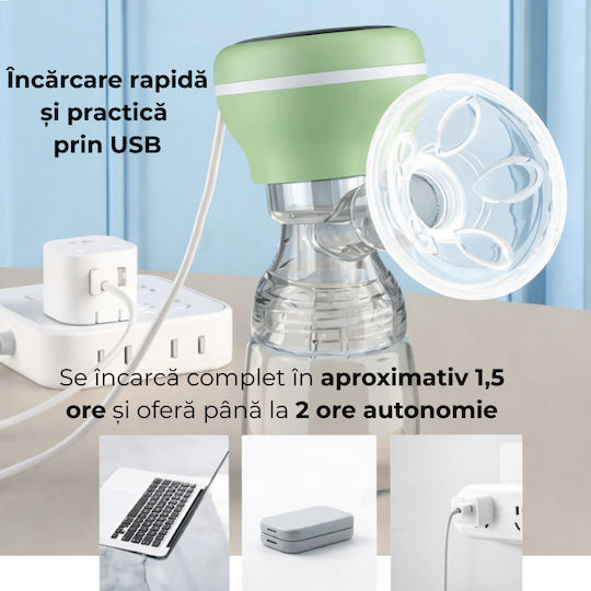 Kidizi Pompa de sân simplă electrică Funcționează cu baterie Fără BPA Transparent 180ml