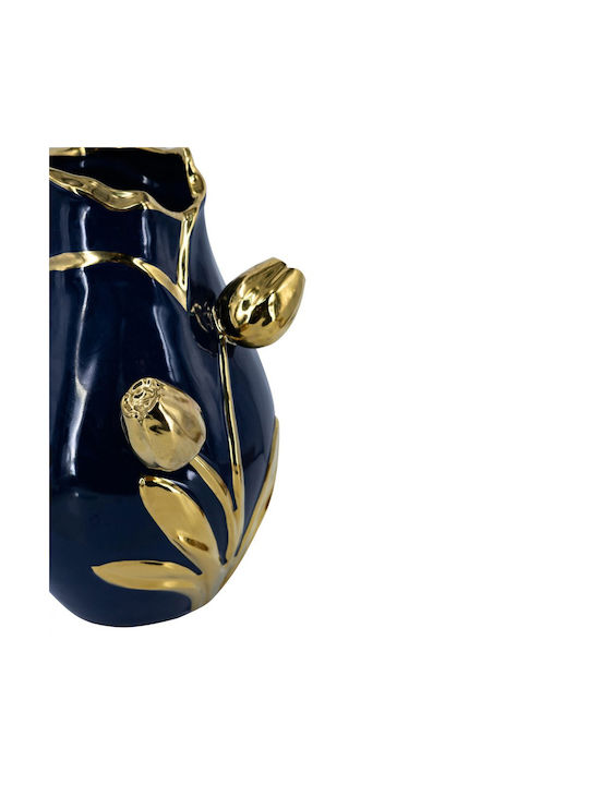Artekko Decorative Vase Glazed Blue 19x19x28.5cm