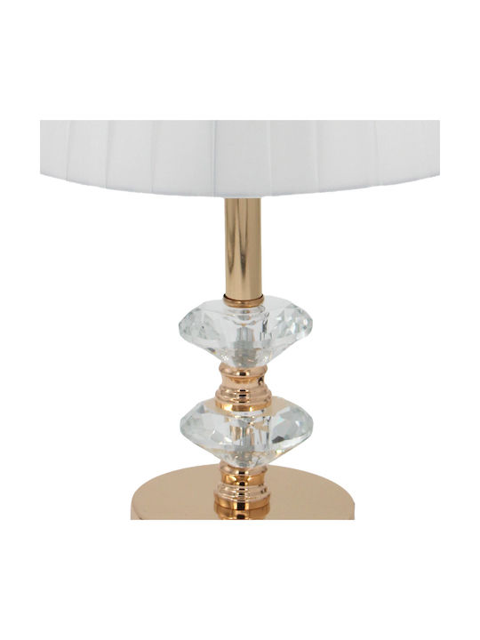 Keskor Metal Table Lamp for Socket E27 LED with White Shade and Gold Base