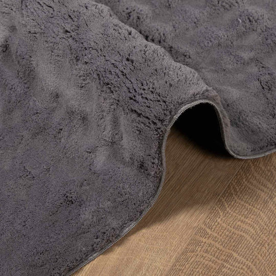 vidaXL Rutschfest Teppich Rechteckig Synthetisch,Polyester/Cotton/Leather Charcoal