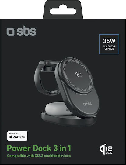 SBS Ασύρματος Φορτιστής Qi2 25W Μαύρος (Qi2.2)