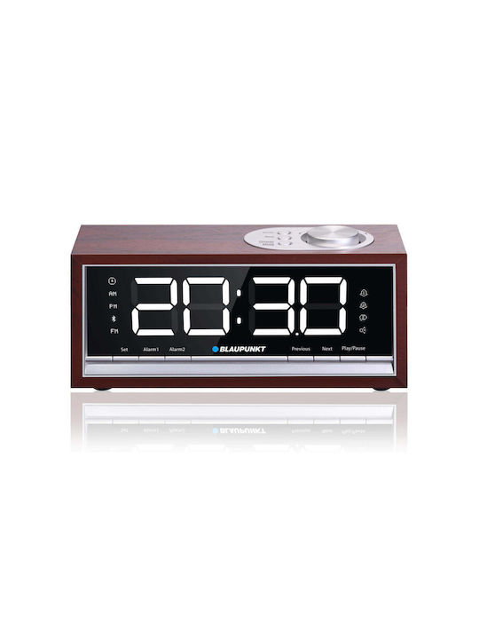 Blaupunkt Tabletop Digital Clock LED Wooden With Alarm Clock & Radio Brown CR60BT