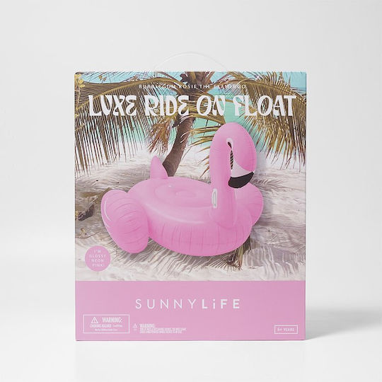 Sunnylife Детски Надуваем Плажен Дюшек Фламинго с Дръжки Розов