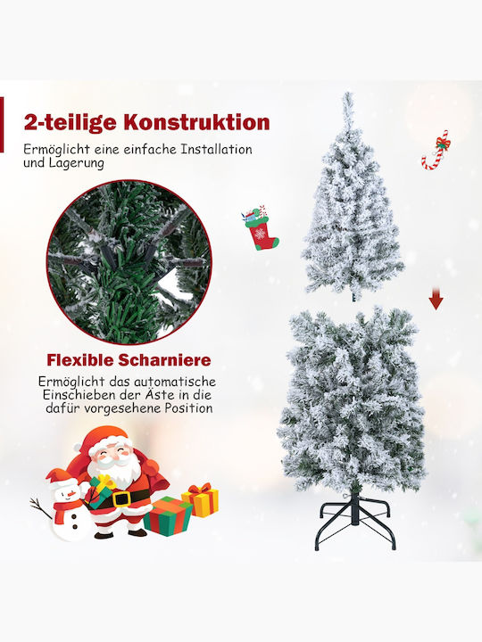 Weihnachtsbaum Schlank Beschneit 150cm mit LED-Beleuchtung Weiß