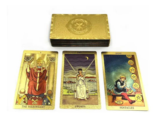 Authentic Tarot Deck Instruction Book Fool Golden Tarot 78 Cards+Book
