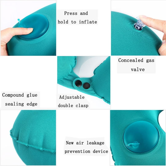 Inflatable Silk Travel Pillow Blue