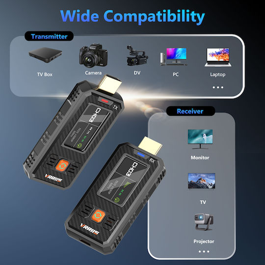 Vrriis HDMI Wireless-Adapter System Für Videoübertragung Wl087 Mini 1080p 2.4/5ghz Bis Zu 350m 5210131159521