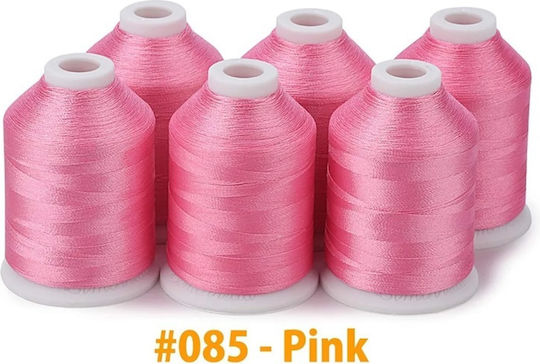 Embroidery Threads Set 6 Spools 1000 M Pink Colour