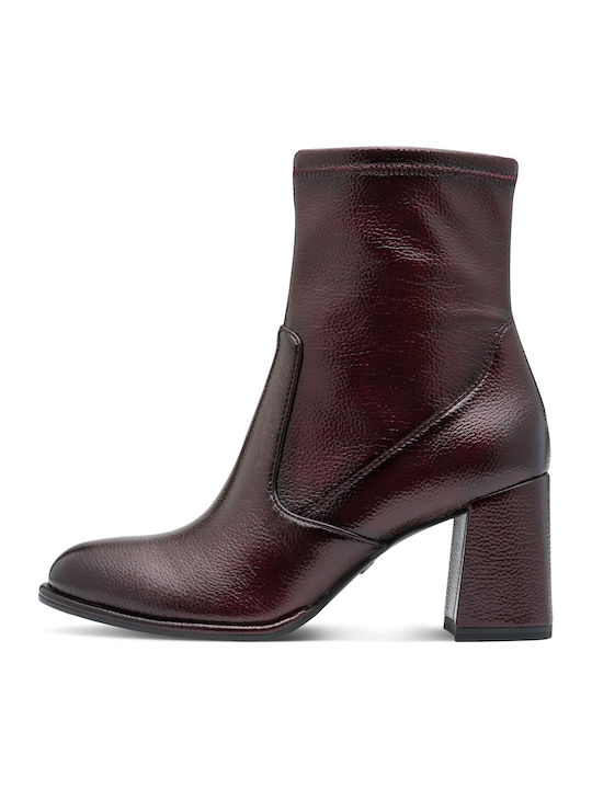 Stiefeletten Damen aus Lackleder Burgundisch