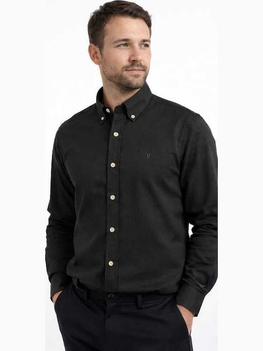 Long-sleeved Cotton Shirt Black