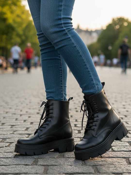 Leather Women's Ankle Boots Black Minimal