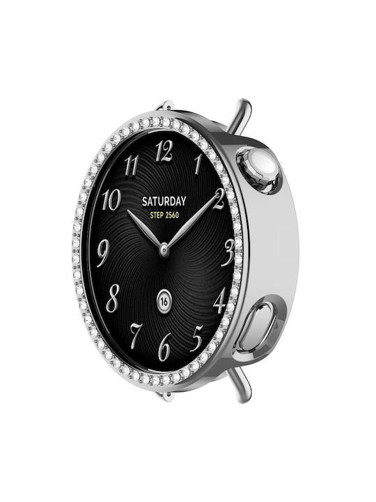 Protecție Husă Acoperire Un Singur Rând Diamante Xiaomi Watch S4 41mm Argintie