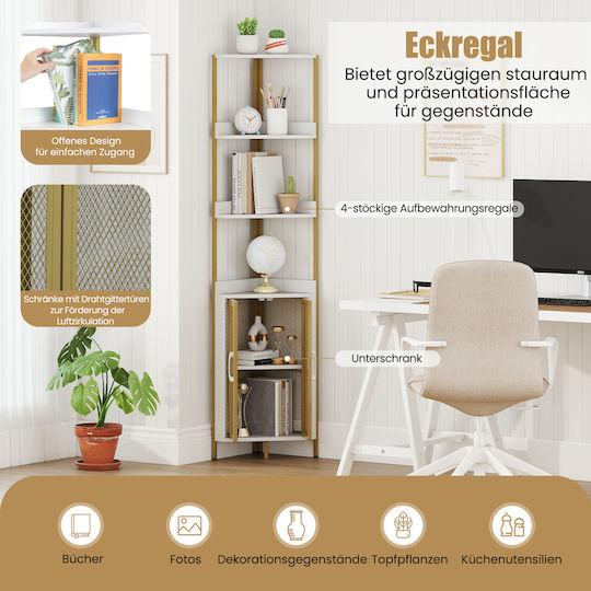 Γωνιακή Βιβλιοθήκη Χρυσή 170x32x32εκ.