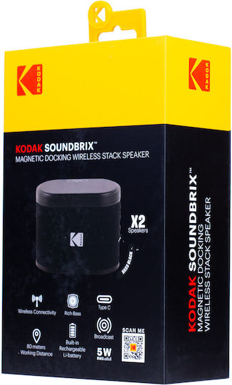 Kodak SOUNDBRIX 2-Piece Ηχείο Bluetooth 5W με Διάρκεια Μπαταρίας έως 5 ώρες Μαύρο