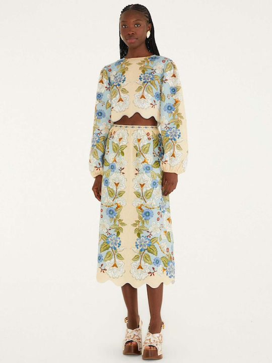 Midi Rock Blumen Blue
