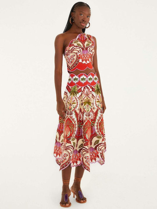 Midi Φούστα Floral Odara Red