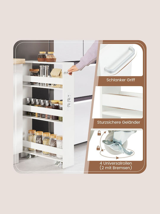 Costway Wooden Kitchen Trolley 5 Tiers White 47.5x13x80.5cm