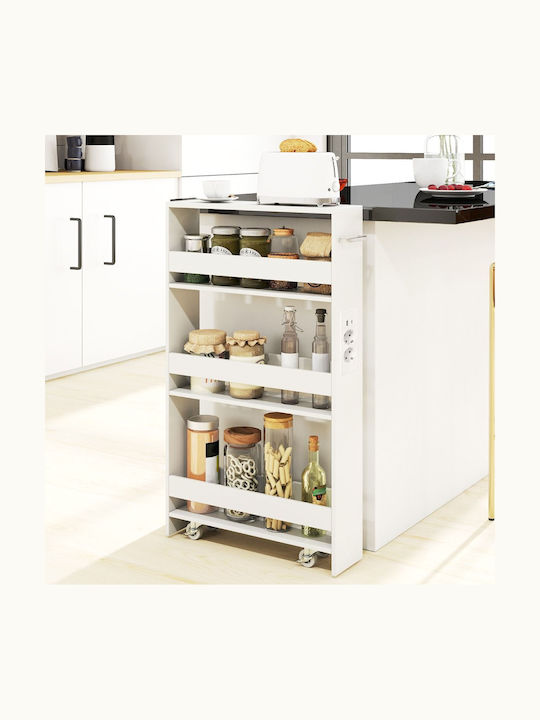 Costway Wooden Kitchen Trolley 5 Tiers White 47.5x13x80.5cm