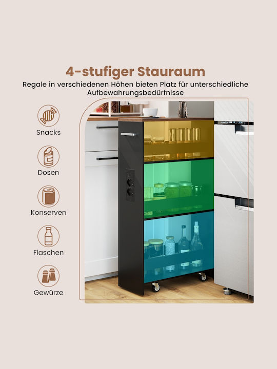 Costway Metallic Kitchen Trolley 4 Tiers Black 47.5x20x80.5cm