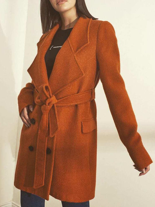 Wolle Damen Rot Mantel mit Knöpfen