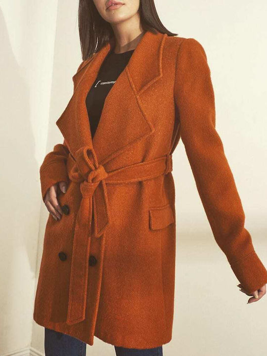 Wolle Damen Rot Mantel mit Knöpfen