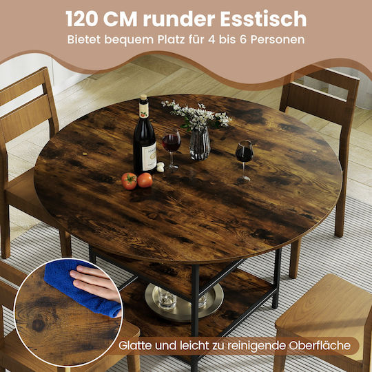 Round Bar Table Metal Brown 120x120x76cm