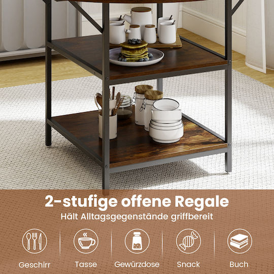 Round Bar Table Metal Brown 120x120x76cm