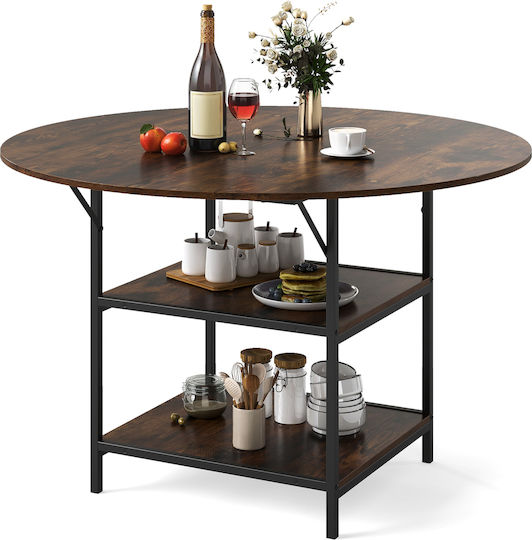 Round Bar Table Metal Brown 120x120x76cm