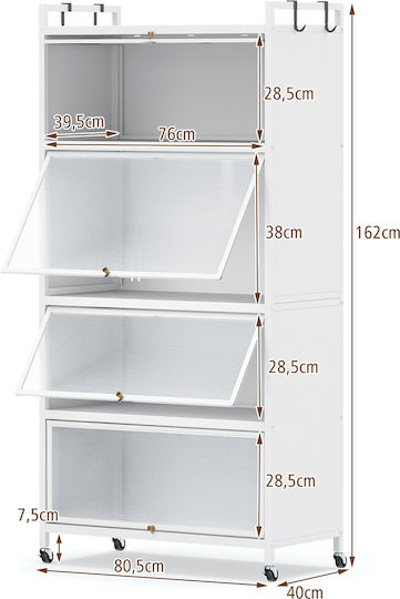 Floor Cabinet White 162x81x40cm