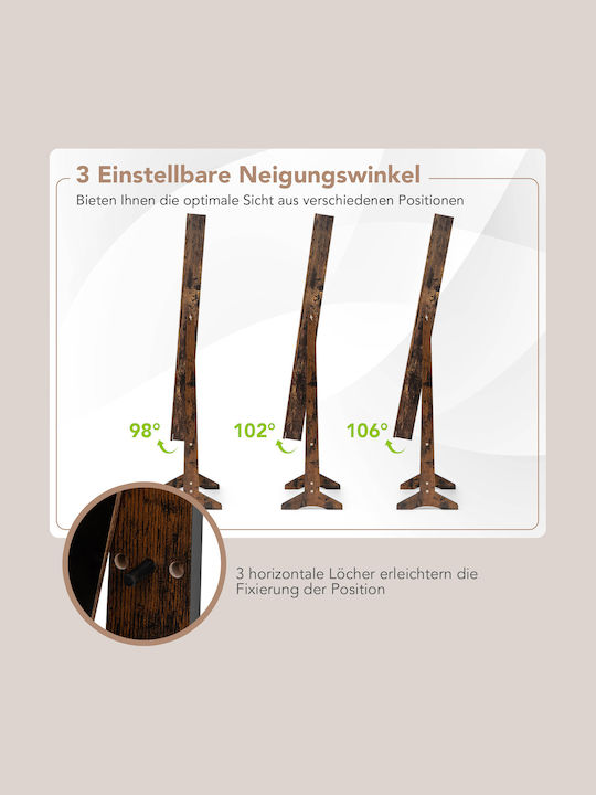 Costway Floor Mirror With Brown Wooden Frame