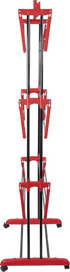 Galileo Folding Floor Clothes Drying Rack Metallic with Wheels Hanging Length 18m
