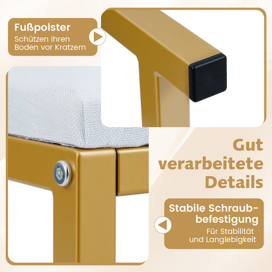 Stool For Living Room Metallic White 42x38x30cm