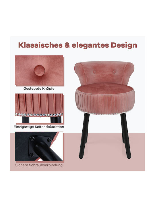 Velvet Pink Living Room Stool with Backrest 48x46x66cm
