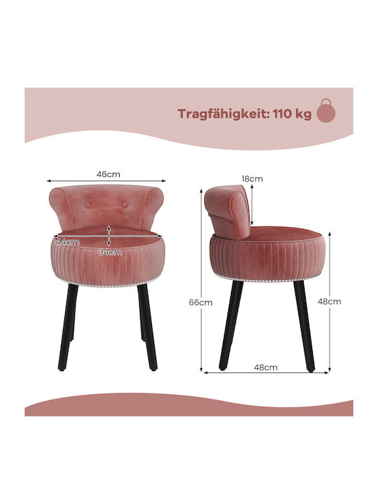 Velvet Pink Living Room Stool with Backrest 48x46x66cm