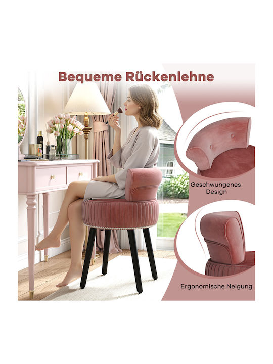 Velvet Pink Living Room Stool with Backrest 48x46x66cm