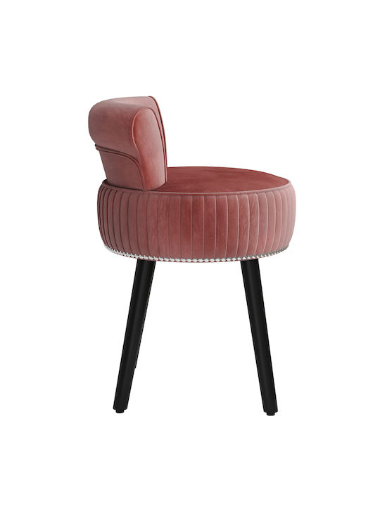 Velvet Pink Living Room Stool with Backrest 48x46x66cm