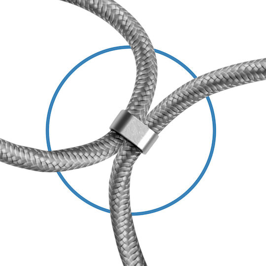 Akashi 3 В 1 Necklace 100w Usb-c Към Usb-c Lightning Кабел Сребрист