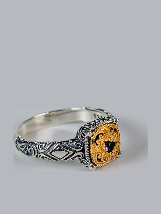 Ring with Zircon made of Silver Gold Plated