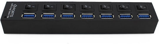 Usb Хъб Hb6 3.0 Висока Скорост 7 Порта Usb 3.0 On Off Бутон Високоскоростна Usb 3.0 Връзка Външен Захранващ Адаптер
