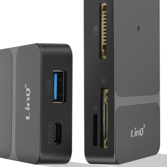 Linq USB-C + Lightning Мултипорт Хъб Многофункционален OTG Четец На Карти Черен