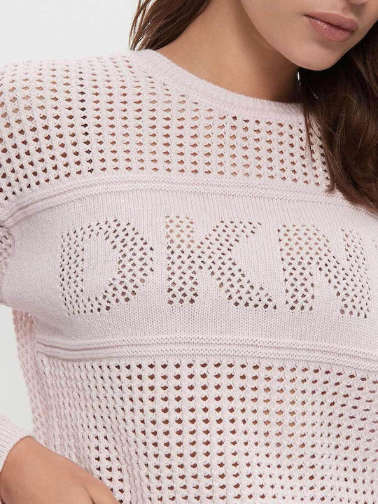 Logo Γυναικείο Πουλόβερ Βαμβακερό Ροζ