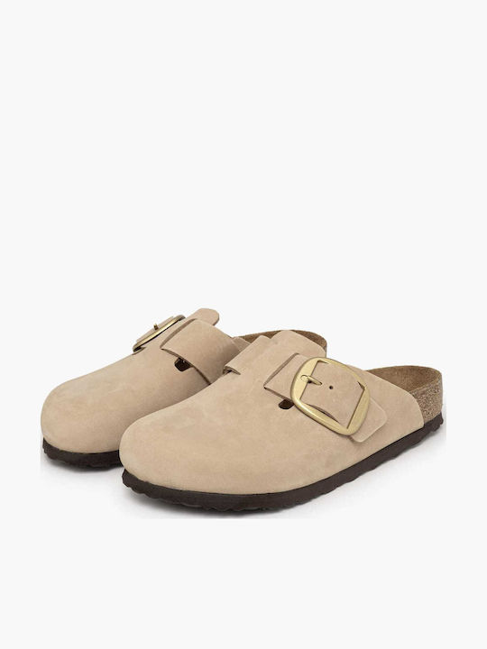 Birkenstock Women's Leather Clogs Beige