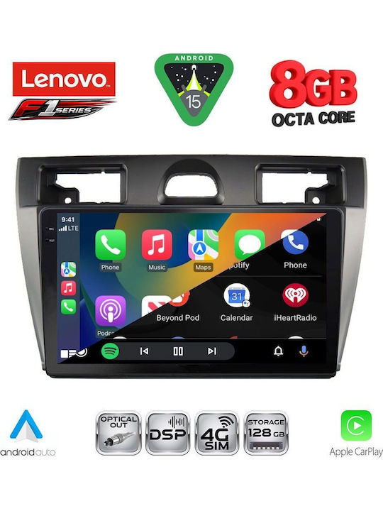 Lenovo Car Audio System for Ford Fiesta 2005-2008 (Bluetooth/USB/WiFi/GPS/Apple-Carplay/Android-Auto) with Touch Screen 9"