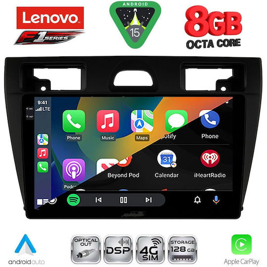 Lenovo Ηχοσύστημα Αυτοκινήτου για Ford Fiesta 2005-2008 (Bluetooth/USB/WiFi/GPS/Apple-Carplay/Android-Auto) με Οθόνη Αφής 9"
