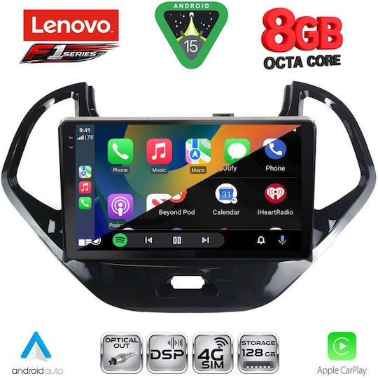 Lenovo Car Audio System for Ford Ka 2017 (Bluetooth/USB/WiFi/GPS/Apple-Carplay/Android-Auto) with Touch Screen 9"