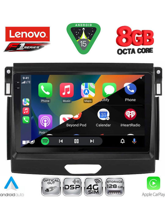 Lenovo Car Audio System for Ford Ranger 2018-2023 (Bluetooth/USB/WiFi/GPS/Apple-Carplay/Android-Auto) with Touch Screen 9"