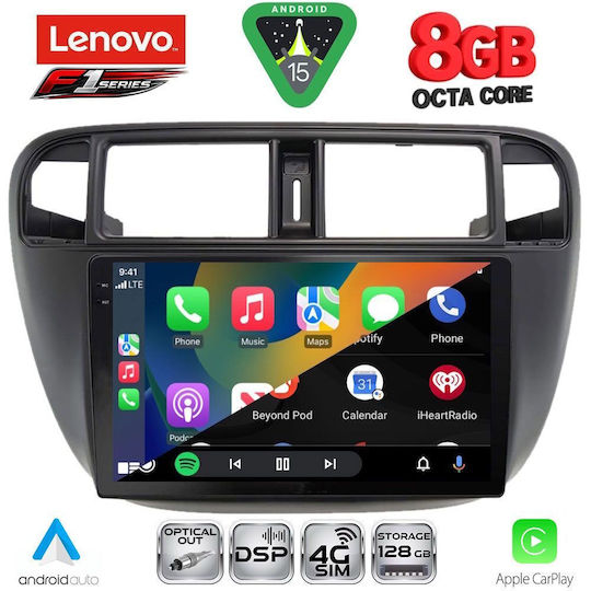 Lenovo Car Audio System for Honda Civic 1995-2001 with A/C (Bluetooth/USB/WiFi/GPS/Apple-Carplay/Android-Auto) with Touch Screen 9"